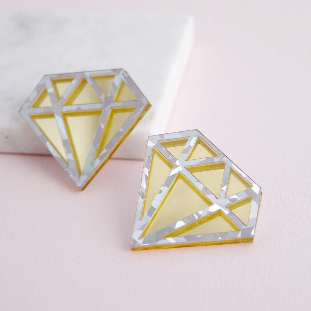 Acrylic Diamond Shaped Statement Earrings